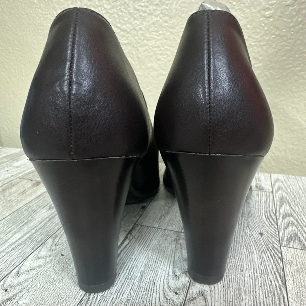 Aerosoles Faux Suede Leather Congress Pumps Womens 9 Brown Bootie Heelrest 3” - Picture 6 of 10